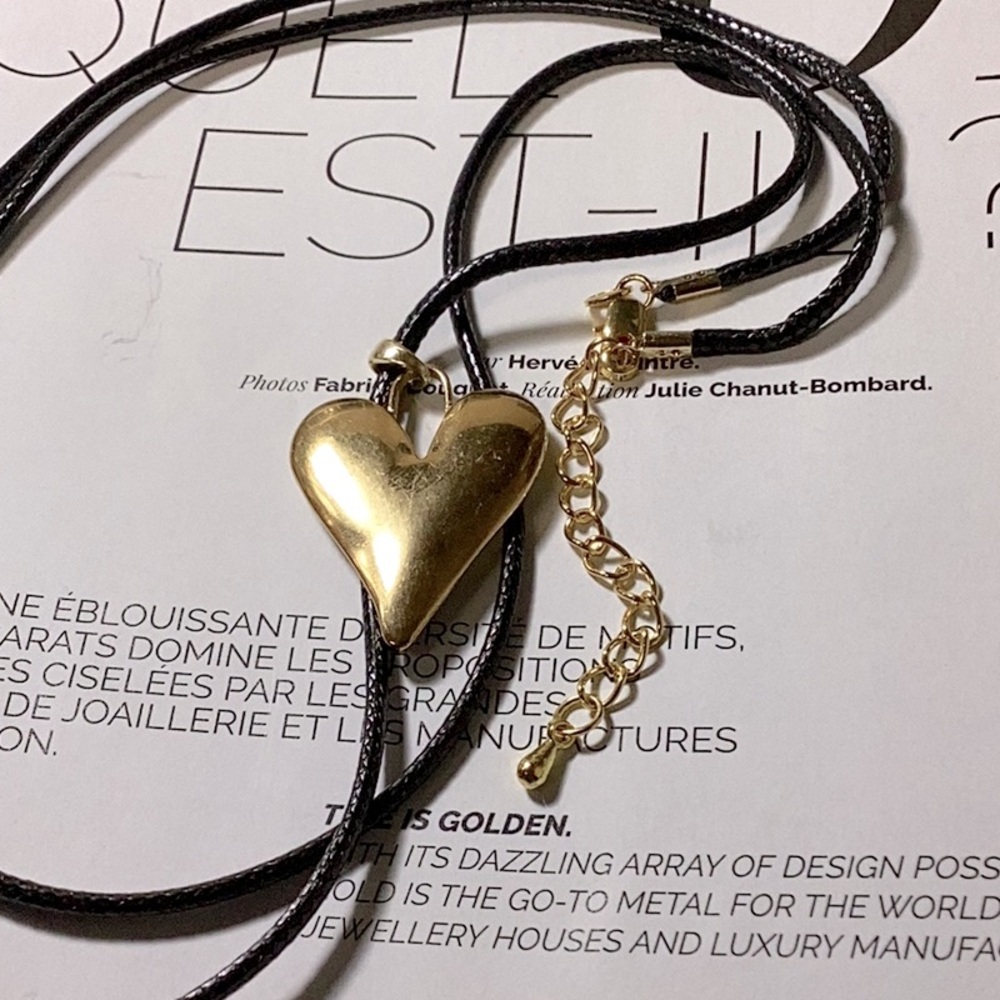 Gold Plated Heart on Black Cord
